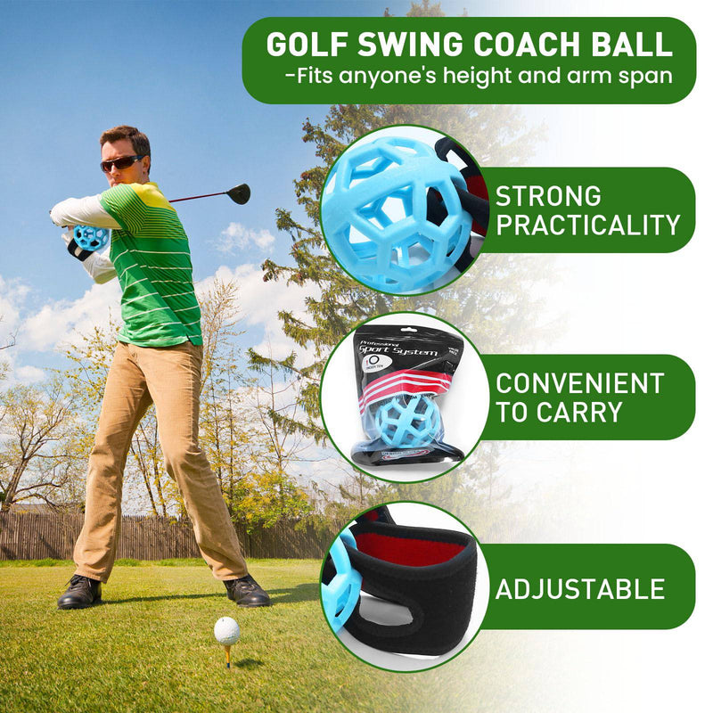 FINGER TEN Golf Swing Trainer Impact Smart Ball with Adjustable Training Wristband, Golf Posture Corrector Portable Lightweight Practice Tool for Golfer Beginner (Blue) - Golf Gift