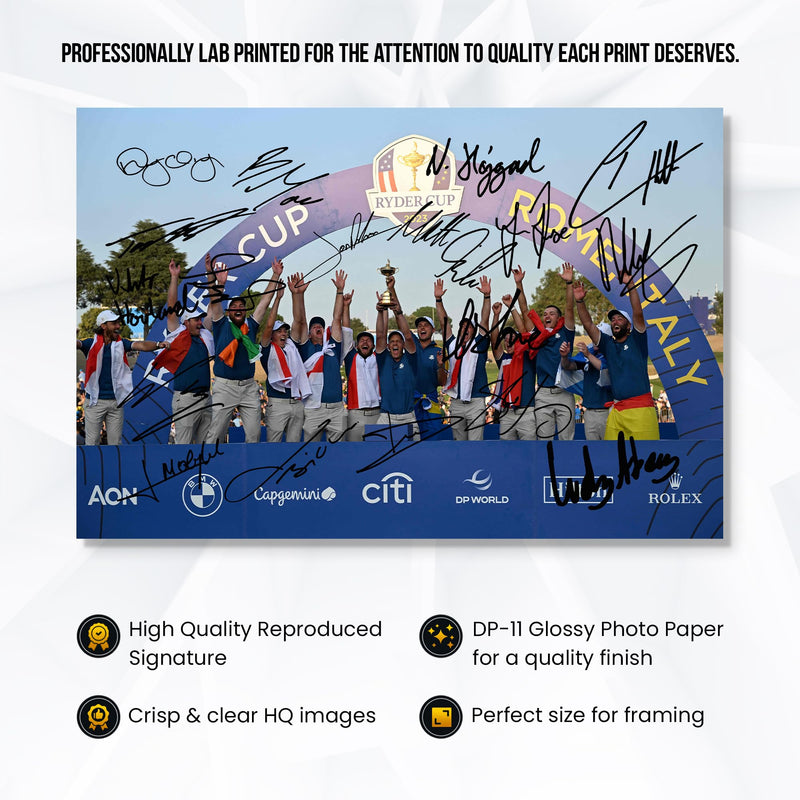 RJR PRINTS Team Europe - Golf 2023 Winners - Signed 12x8 Inch Montage Photo Print Pre Printed Signature Autograph Gift - Golf Gift