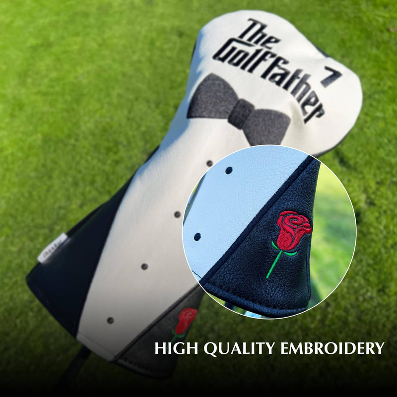 Shanker Golf Driver Headcover - The Golf Father Driver Cover - Funny Golf Club Cover for a Golf Lover, Gift for Dad - Tour Grade PU Leather, Waterproof, Soft Lining, Embroidered Logos - Golf Gift