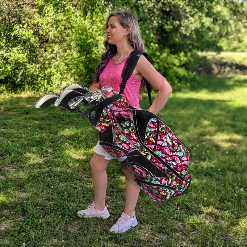 Taboo Fashions - Golf Bags for Women, 14-Way Golf Club Bags, Large-Capacity Womens Golf Bag, Ladies Golf Bag w/ 7 Zippered Pockets, & Insulated Beverage Compartment, 35 x 11 in, Native Joy - Golf Gift