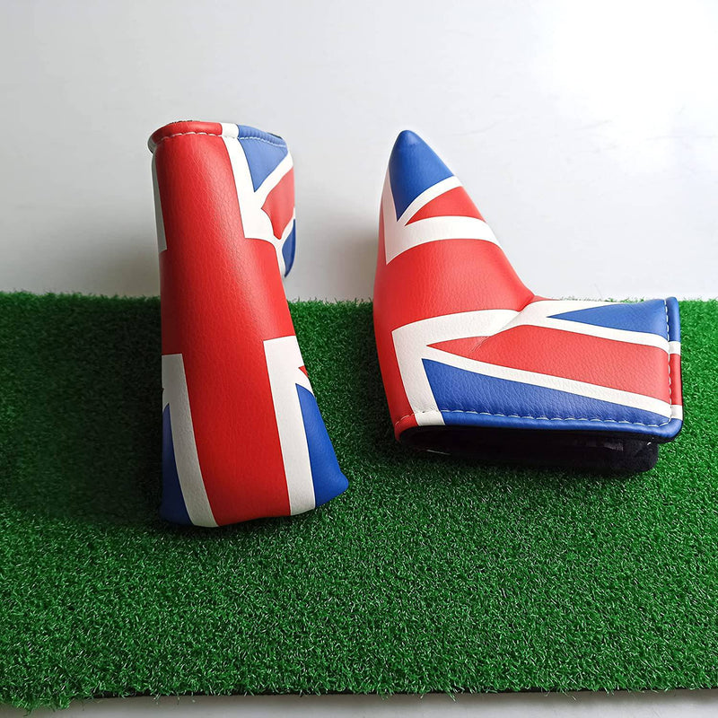 UK Flag Pattern Golf Putter Head Cover, Waterproof and Durable Leather, Thick Plush Velcro Closure, Fits Blade Putters Cute and Soft - Golf Gift