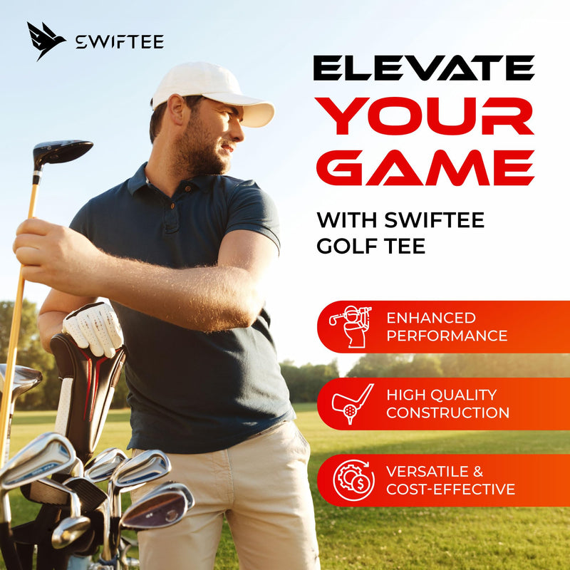 SWIFTEE Premium 10 Degree Golf Tees for Driver or Iron - Help Reduce Spin & Slice, Improve Distance & Precision (Pack of 10 Tees) (Orange, 83mm) - Golf Gift