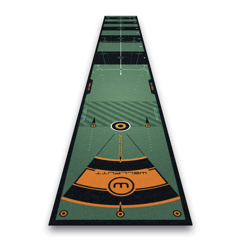 WELLPUTT - Golf Putting Training Mat - 4m / 13ft Classic Green - Golf Gift