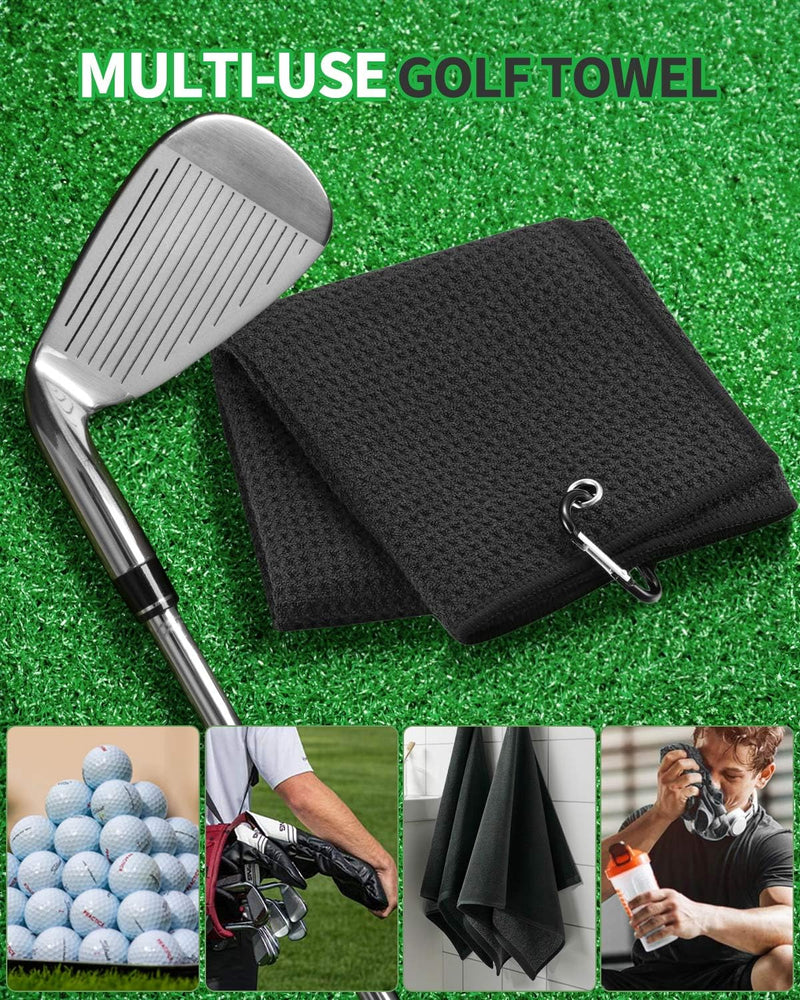 Victoper Golf Club Cleaning Brush Set, Golf Club Cleaner Brush with retractable cord & Golf Towel Golf Cleaning Brush with Water Spray Golf Club Cleaner Kit with Hook Golf, Black - Golf Gift