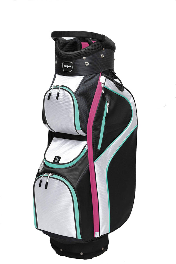 BAFEYU Majek Ladies Black White Teal Pink Golf Bag 9 inch 14-Way Friendly Separator Top - Golf Gift