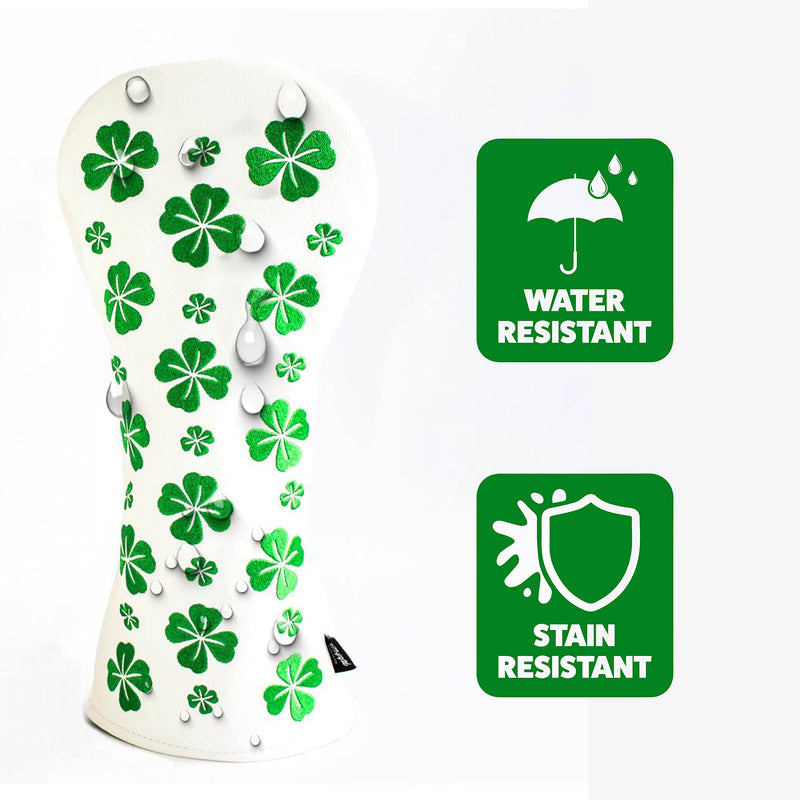 The Luck Of The Irish Golf Club Headcovers by Chippi Golf, Driver, Fairway Wood and Hybrid, Fits All Major Brands, Embroidered, Waterproof, Durable PU Leather With A Soft Inner Lining (Fairway Wood) - Golf Gift