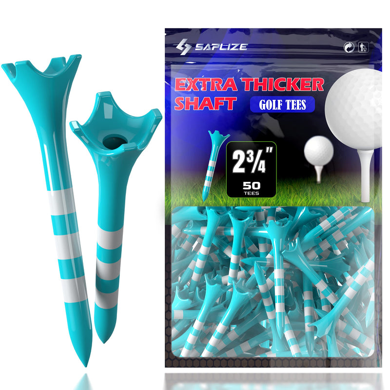 SAPLIZE Plastic Golf Tees 50 Pack (2-3/4''), Ultra Durable and Stable Golf Tees, Reduce Friction & Side Golf Plastic Tees, Blue - Golf Gift