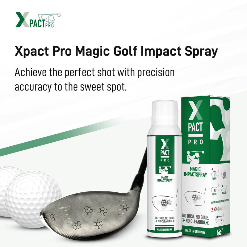 Xpact Pro Golf Impact Spray - Self-Evaporating Golf Club Spray for Direct Feedback on Impact Points - Improved Ball Flight, & Sweet Spot Accuracy - Up to 800 Tee Shots, Golf Gift for Golfers, 150ml - Golf Gift