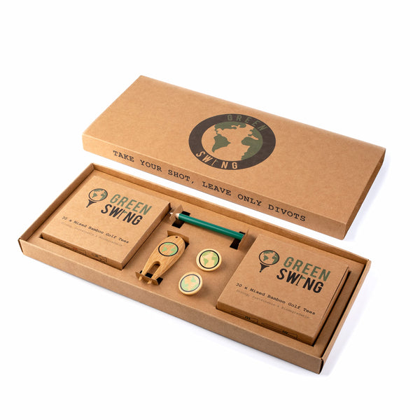 Green Swing Bamboo Golf Gift Set | Golf Tees & Golf Accessories | Strong Sustainable Biodegradable