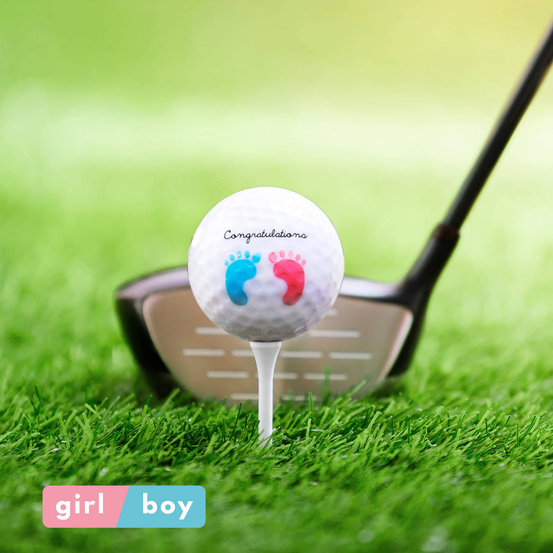 Gender Reveal Exploding Golf Balls Set for Gender Reveal Parties - ONE Wooden Tee, ONE Pink and ONE Blue Powder Filled Exploding Gender Reveal Golf Ball Included in Each Set (X-Large - Pink/Blue) - Golf Gift