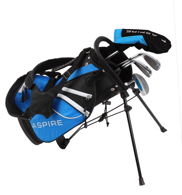 Aspire Junior Plus Complete Golf Club Set for Children Kids - 5 Age Groups Boys & Girls - Right Hand (Blue Ages 3-4) - Golf Gift