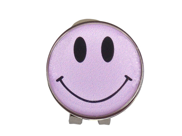 Mercia Golf Magnetic Hat Clip With Smiley Face Ball Markers (Lilac) - Golf Gift