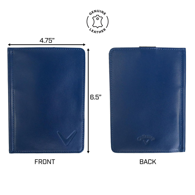 Callaway Golf Leather Bi-Fold Scorecard Holder - Navy Blue Leather Golf scorecard Holder - Golf Gift