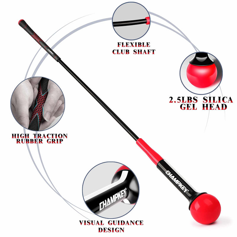 CHAMPKEY Golf Swing Trainer - Tempo & Flexibility Training Aids Warm-Up Stick Ideal for Golf Indoor & Outdoor Practice (Red, 48 Inches) - Golf Gift