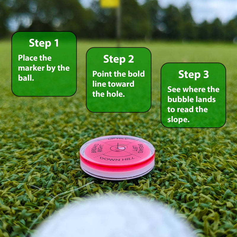 Fraser Fitness Golf Green Reader Level Ball Marker with High Precision Putting Green Reading Aid | Level Head Golf Marker With Bubble Level | True Aim Ball Marker Golf Accessories for Men (Red) - Golf Gift