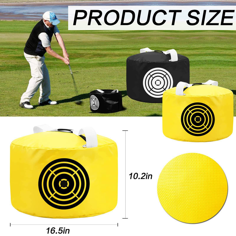 FINGER TEN Golf Smash Bag Impact Power with Swing Training Armband Value Set, Golf Hitting Bag with Elastic Rope Returning Ball After Hitting Waterproof Durable for Golf Trainers (Yellow) - Golf Gift