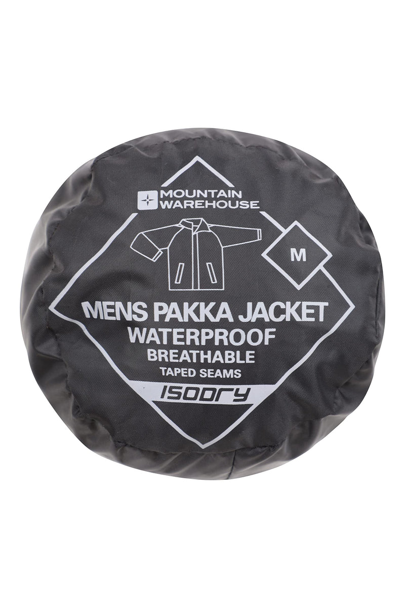 Mountain Warehouse Pakka Mens Waterproof Packable Jacket - IsoDry, Lightweight & Breathable Raincoat with Taped Seams & Packaway Bag - for Spring Summer & Travel Black L - Golf Gift