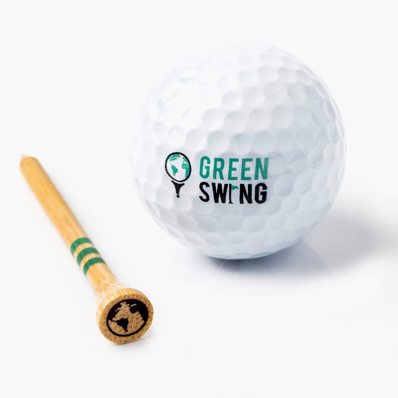 Green Swing Bamboo Golf Tees 70mm | Strong Sustainable Biodegradable | 30pcs (Natural Bamboo) - Golf Gift