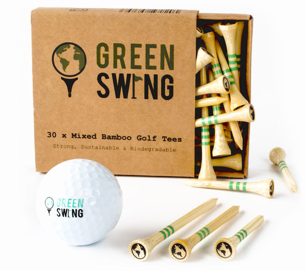 Bamboo Golf Tees Mixed Sizes | Strong Sustainable Biodegradable | 30pcs - Golf Gift