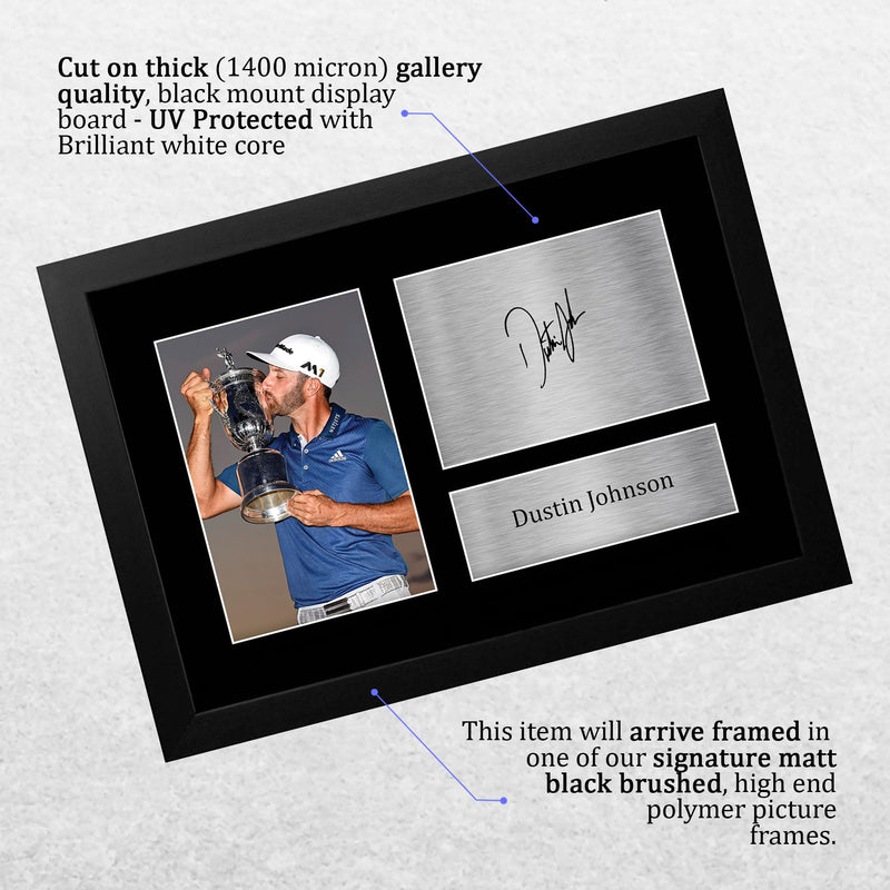 HWC Trading FR A4 Dustin Johnson Gifts Printed Signed Autograph Picture for Golf Memorabilia Fans - A4 Framed - Golf Gift