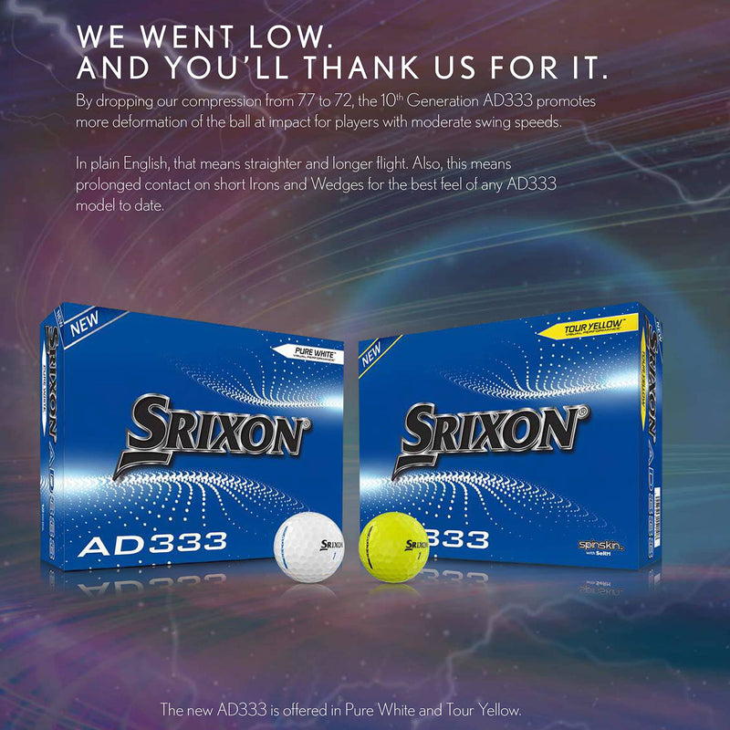 Srixon AD333 Golf Ball, Men, White, 12 Balls - Golf Gift