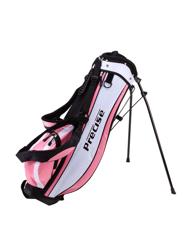 Precise X7 Junior Complete Golf Club Set for Children Kids - 3 Age Groups Boys & Girls - Right Hand & Left Hand! (Pink Ages 9-12, Left Hand) - Golf Gift