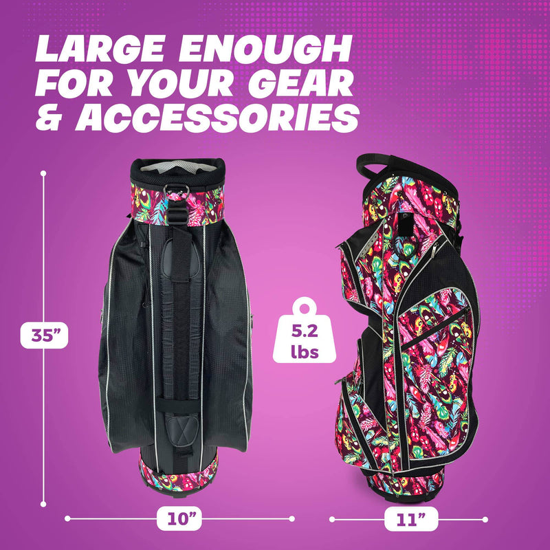 Taboo Fashions - Golf Bags for Women, 14-Way Golf Club Bags, Large-Capacity Womens Golf Bag, Ladies Golf Bag w/ 7 Zippered Pockets, & Insulated Beverage Compartment, 35 x 11 in, Native Joy - Golf Gift