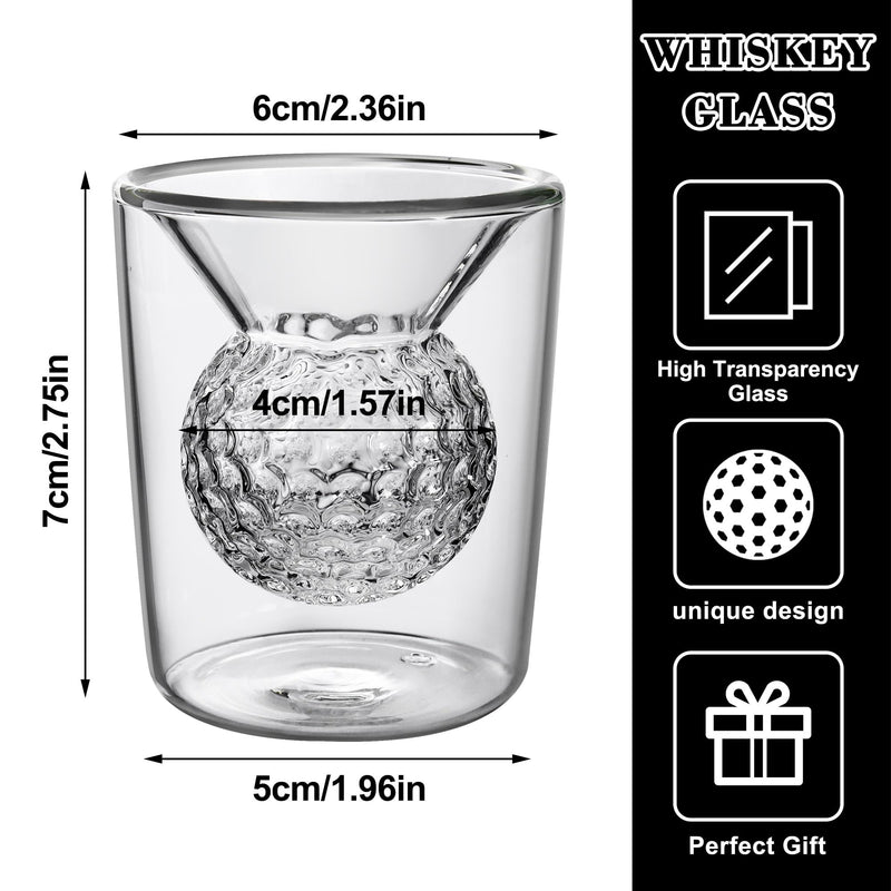 Golf Gifts for Mens Golfers, Whiskey Glasses with Golf Ball Shape Embedded Unique Rum Golf Glass Novelty Whisky Glasses Perfect Drinking Accessory and Home Bar Party Game Birthday Golf Gift