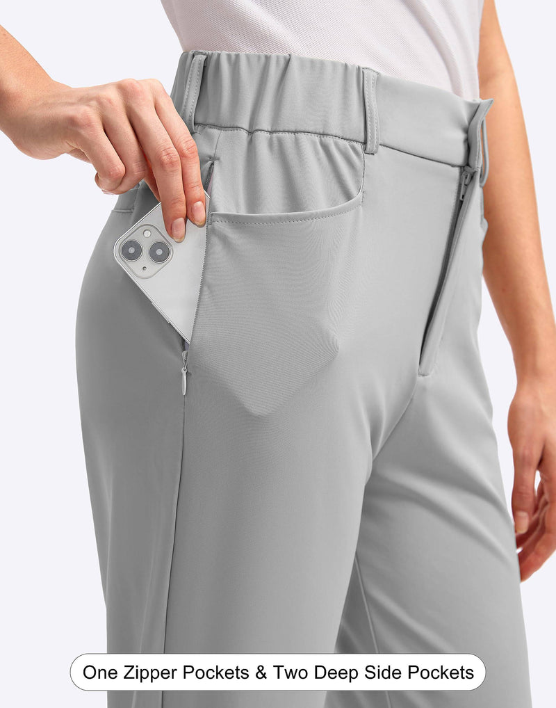 SANTINY Women's Golf Pants with 5 Pockets High Waisted Quick Dry Stretch Pants for Women Travel Work Casual, Grey, M - Golf Gift