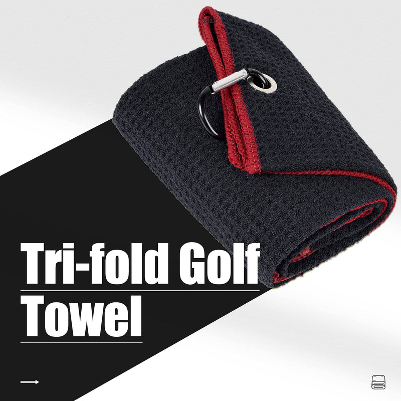 Mile High Life Golf Towel | Tri-fold Waffle Towels | Premium Microfiber Fabric | wiith Heavy Duty Carabiner Clip - Golf Gift