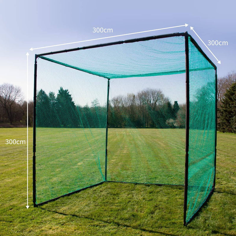 Golf Practice Cage 10ft 3m & 5 Hole Target Sheet Driving Range High Impact 25mm Mesh Hitting Swing Training Equipment Outdoor Freestanding Steel Frame Bullseye Target Artificial Grass Mat & 6cm Tee - Golf Gift