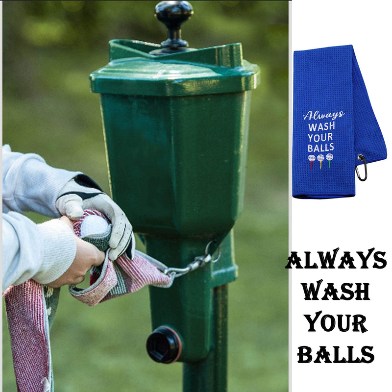 JTOUK Funny Golf Towel Gift Always Wash Your Balls For Men Father's Day Birthday (Wash Your Balls Golf Towel EU) - Golf Gift