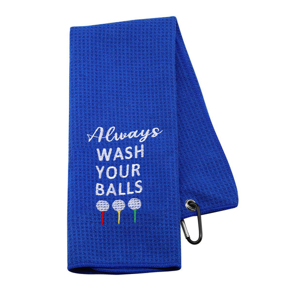 JTOUK Funny Golf Towel Gift Always Wash Your Balls For Men Father's Day Birthday (Wash Your Balls Golf Towel EU) - Golf Gift