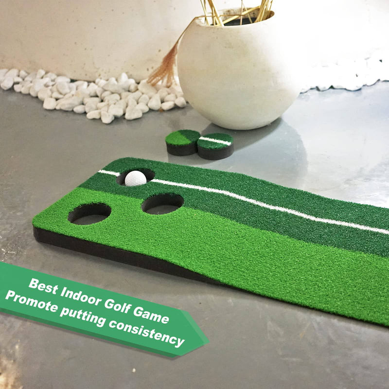 SENSECLUB Golf Pong Putting Game, Putting Green Indoor Golf Putting Game Set, Backyard Golf Party Game - Includes 8.5 x1 Golf Putting Mat - Golf Gift