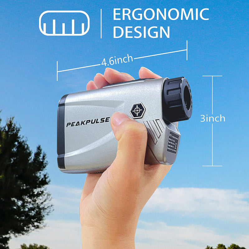 Golf Range Finder,PeakPulse LC600AG Rangefinder Golf 600 Yards Rangefinder with Slope Compensation,Flag-Lock,6X magnification,Continuous Measurement,3 Modes, for Golfers - Golf Gift