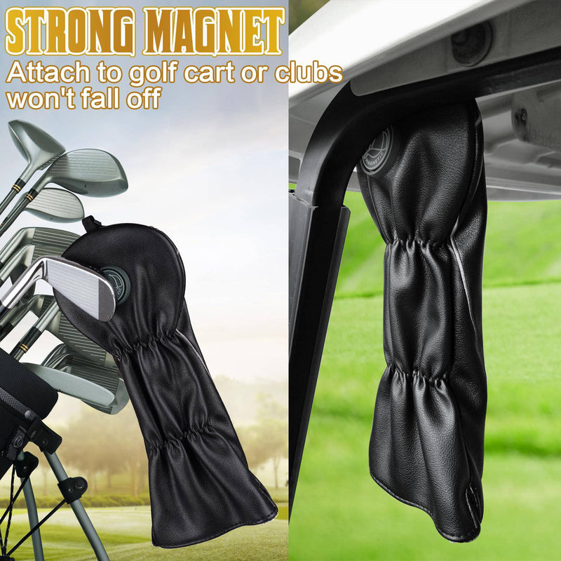 Golf Club Head covers Hybrid Utility Rescue with Interchangeable Number Tag 23456 UT Elastic Closure Black PU Leather The Golf Father Gift - Golf Gift