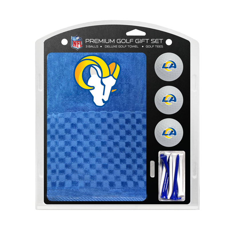 TEAM GOLF NFL Los Angeles Rams Gift Set: Embroidered Golf Towel, 3 Golf Balls, and 14 Golf Tees 2-3/4" Regulation, Tri-Fold Towel 16" x 22" & 100% Cotton - Golf Gift