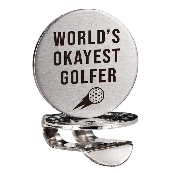 ZAKSEM World's Okayest Golfer Golf Ball Marker with Magnetic Hat Clip, Golf Marker for Golf Lovers, Dad,Husband Boyfriend, Men Golf Accessories Gift - Golf Gift