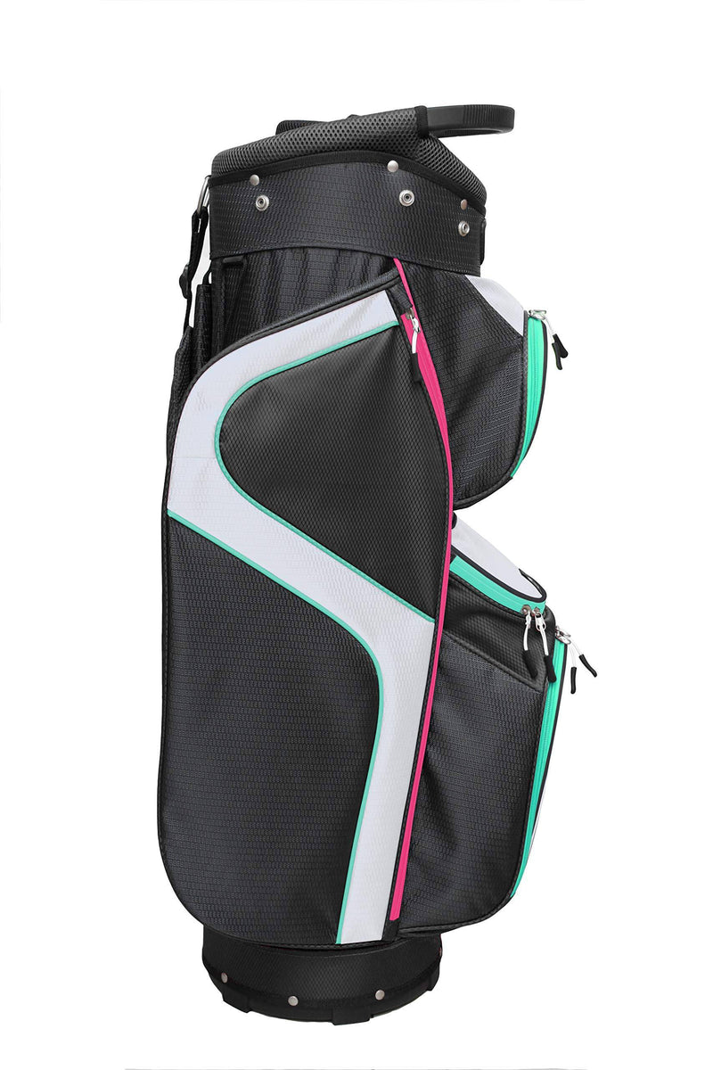 BAFEYU Majek Ladies Black White Teal Pink Golf Bag 9 inch 14-Way Friendly Separator Top - Golf Gift