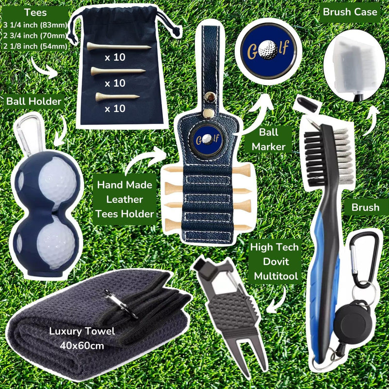 Merry Movers Golf Gifts - Birthday Gifts for Men Who Have Everything - Golf Accessories for Men – Men’s Gadgets 2023 - Multi Tool, Divot, Brush, Towel, Tees, Tee Bag, Tee Holder and Ball Holder - Golf Gift