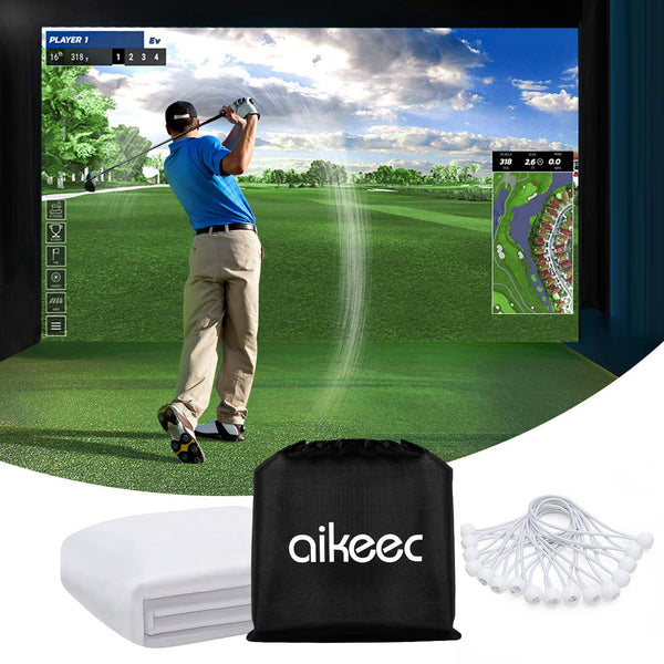 aikeec Golf Simulator Impact Screen Display Projector Screen for Golf Training, Indoor Ultra Clear Golf Impact Screen, with 14pcs Grommet Holes, 16pcs Ball Bungee Cords, Available in 5 Sizes - Golf Gift