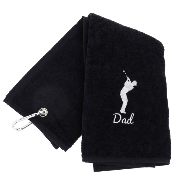 Always Looking Good Golf Towel for Dad Black Luxury Velour 50cm x 40cm Custom Embroidered Golf Towel with Carabiner Clip Gift- Golf Gifts for Dad - Golf Gift