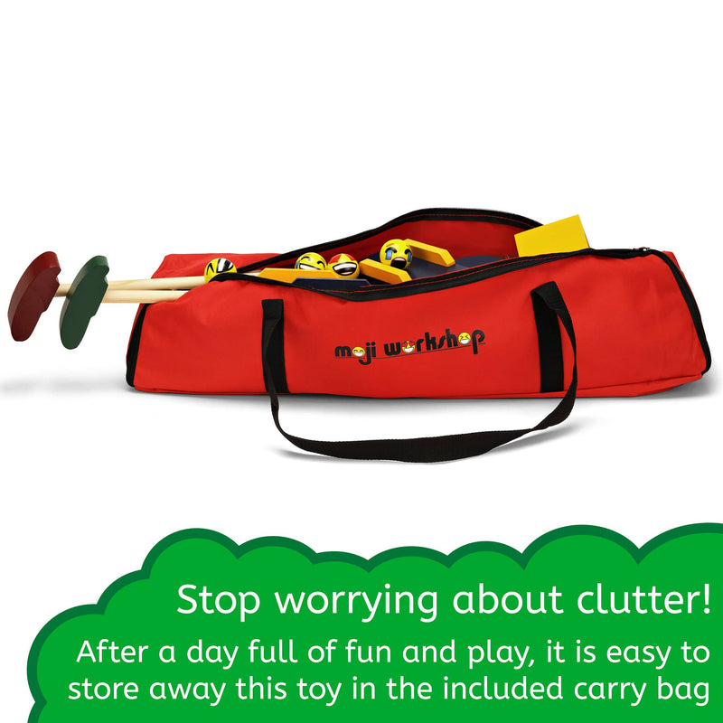 moji workshop Wooden Kids Golf Set - Quality Crazy Golf and Mini Golf Set - Wooden Toys for Indoor-, Outdoor- and Garden Games - Golf Gift