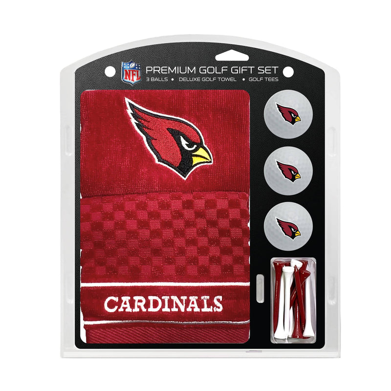 TEAM GOLF NFL Arizona Cardinals Gift Set: Embroidered Golf Towel, 3 Golf Balls, and 14 Golf Tees 2-3/4" Regulation, Tri-Fold Towel 16" x 22" & 100% Cotton - Golf Gift