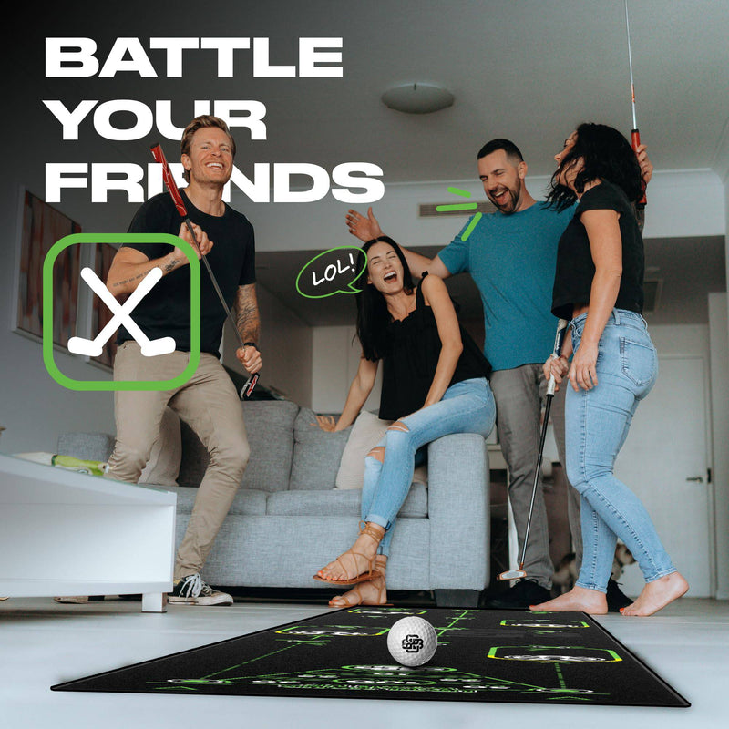 Back 2 Basics 10ft Putting Golf Mat - True-to-Life Green Simulation Golf Putting Mat - Ideal Indoor/Outdoor Training Aid - Created by Expert Golfers - Ideal Golf Gifts for Golf Lovers (Black) - Golf Gift