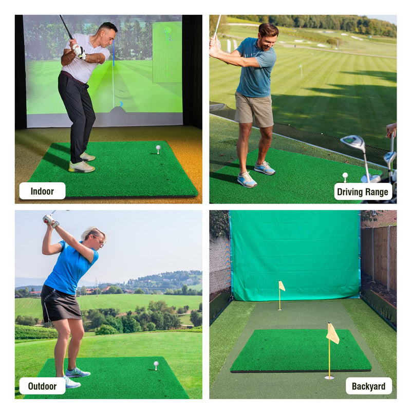 ToVii 5x4ft Golf Hitting Mat | Premium Artificial Turf with Rubber Foam Padding | Golf Mat for Indoor/Outdoor Practice | Come with 2 Rubber Tees, 7 Golf Tees and 6 Golf Balls - Golf Gift