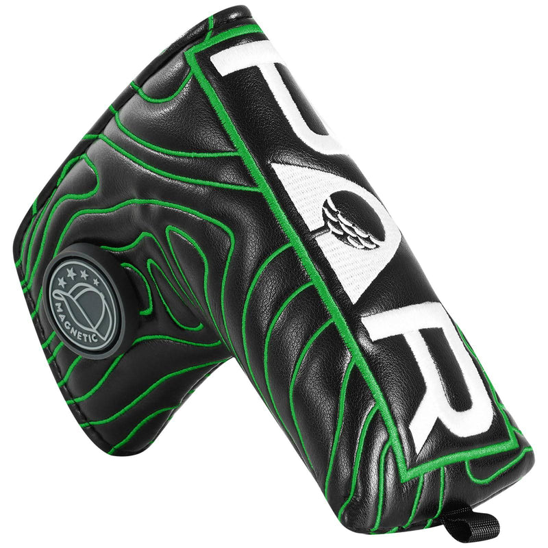 Golf Blade Putter Club Head Cover Pingtype Magnetic PU Leather White Par Embroidery Fits For Scotty Cameron Taylormade Odyssey black&green - Golf Gift