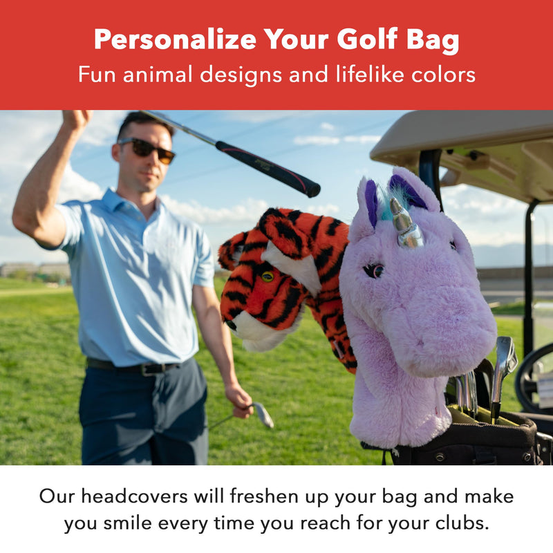 Daphne's Novelty Animal Golf Headcovers - Unicorn Golf Driver Headcover, Pink - Golf Gift