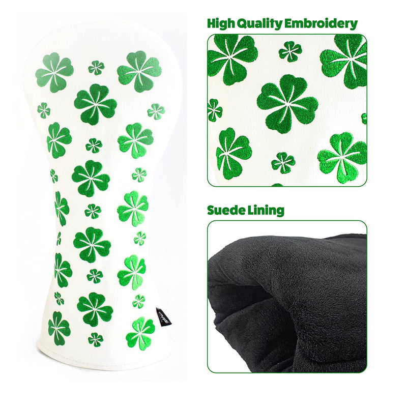 The Luck Of The Irish Golf Club Headcovers by Chippi Golf, Driver, Fairway Wood and Hybrid, Fits All Major Brands, Embroidered, Waterproof, Durable PU Leather With A Soft Inner Lining (Fairway Wood) - Golf Gift