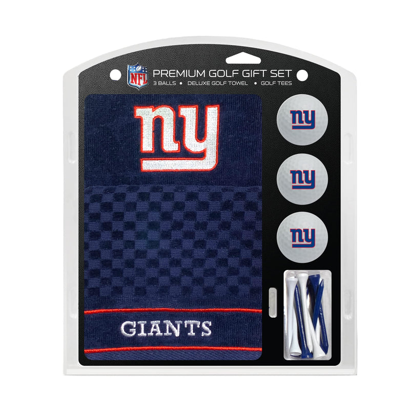 TEAM GOLF NFL New York Giants Gift Set: Embroidered Golf Towel, 3 Golf Balls, and 14 Golf Tees 2-3/4" Regulation, Tri-Fold Towel 16" x 22" & 100% Cotton - Golf Gift